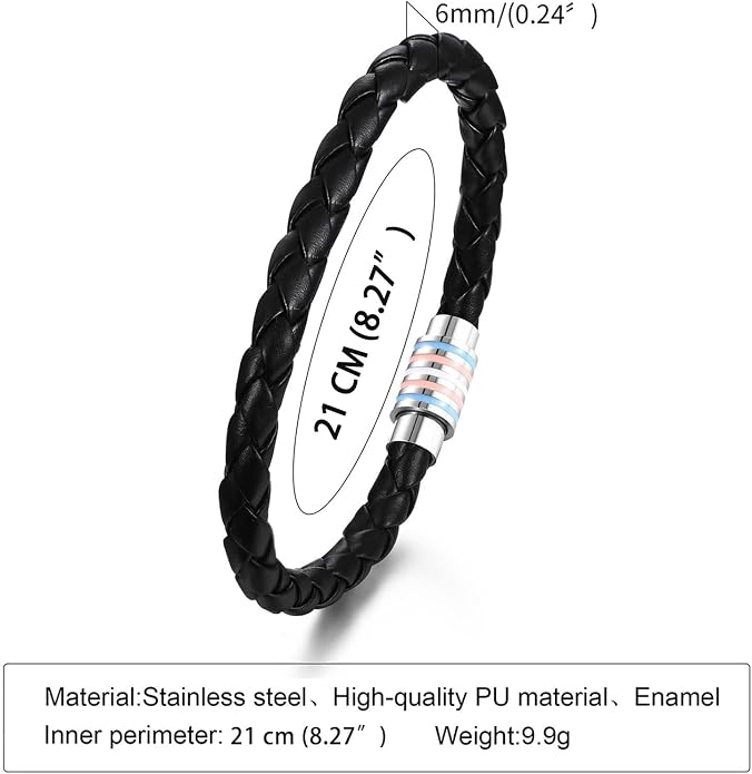 Nanafast Titanium Stainless Steel Rainbow LGBT Pride Bracelet Handmade Braided - Image 3