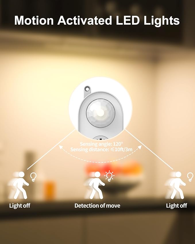 ASOKO Motion Sensor Dimmable Led Under Cabinet Lighting, 12 inches Plug in Led - Image 4