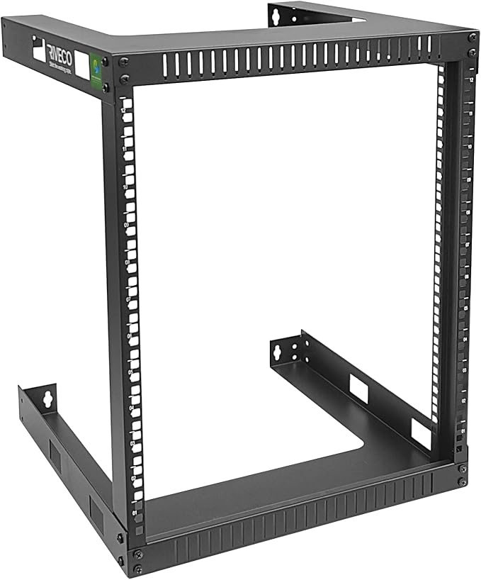 RIVECO 12U 19" Wall Mount Server Rack – 17.7" Deep 2 Post Open Frame Cabinet by RIVECO