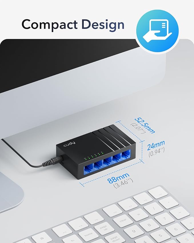 Cudy GS105D 5 Port Gigabit Ethernet Switch Desktop Ethernet Splitter Plastic - Image 8