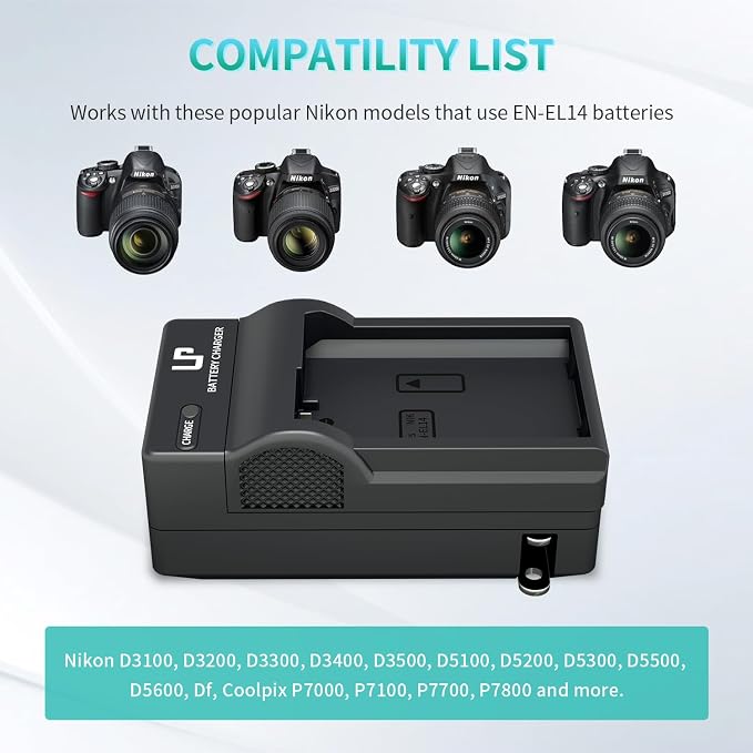LP EN-EL14 EN EL14a Battery Charger, Charger Compatible - Image 2