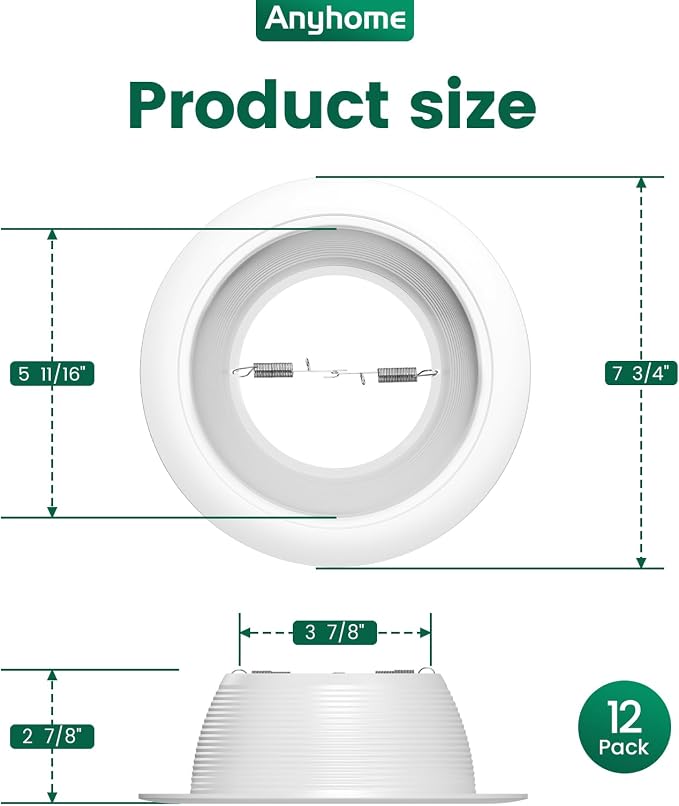 6 Inch Can Light Cover, 12 Pack White Can Light Trim, Step Baffle - Image 5
