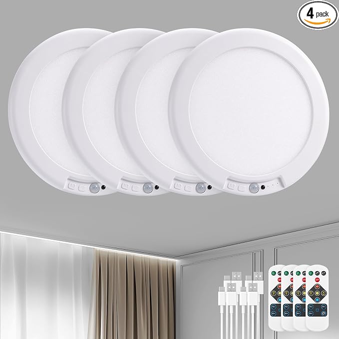 Bojim 4 Pack Rechargeable Motion Sensor Ceiling Light by BOJIM