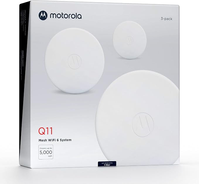 Motorola Q11 Mesh WiFi 6 Router 3 Pack | Fast, Reliable WiFi, Quick Easy Setup by Motorola
