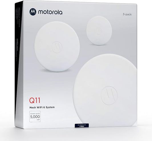 Motorola Q11 Mesh WiFi 6 Router 3 Pack | Fast, Reliable WiFi, Quick Easy Setup by Motorola
