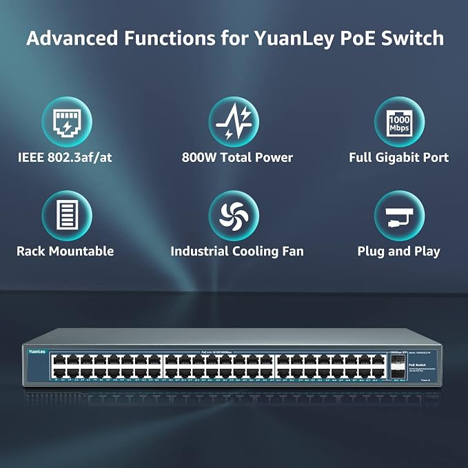 YuanLey 48 Port Gigabit PoE Switch Unmanaged - Image 2