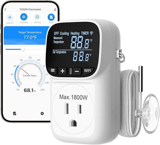 DEWENWILS Smart WiFi Temperature Controller, 15A 1800W Thermostat Controlled by DEWENWILS