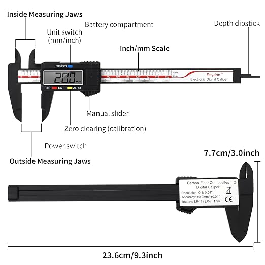 Digital Caliper, Esydon Upgraded Calipers 6 inch, Measuring Tool, Electronic - Image 6