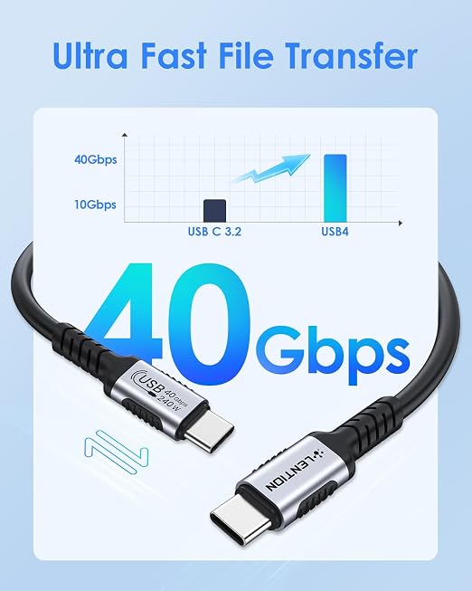 LENTION 4FT USB 4.0 Cable for Thunderbolt 4 240W Fast Charging USB C to USB C - Image 3
