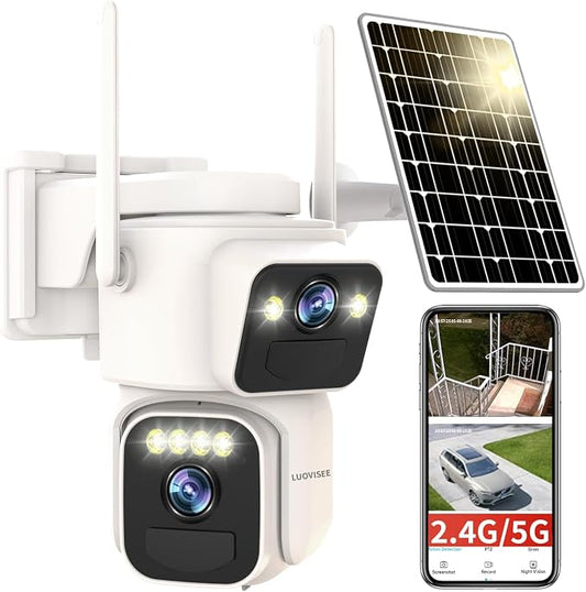 Luovisee Solar Security Cameras Outdoor Wireless, 2.4G/5G WiFi Cameras by Luovisee