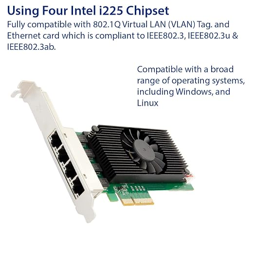 Quad 2.5 Gigabit Ethernet PCI-E Network Expansion Card RJ45 LAN Adapter Low - Image 3