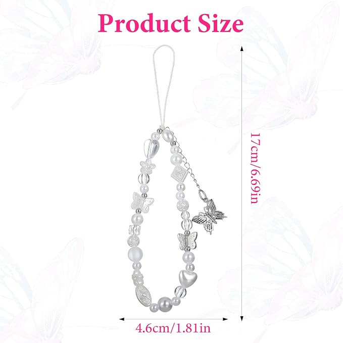 Beaded Camera Wrist Strap Butterfly Cellphone Lanyard Strap Y2K Phone Charms - Image 6
