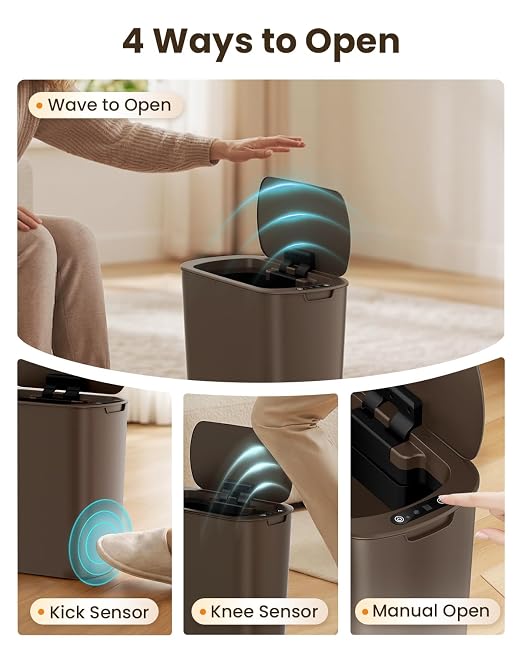 Cesun Bathroom Trash Can with Lid, 5 Gallon Motion Sensor Trash Can, Small - Image 2