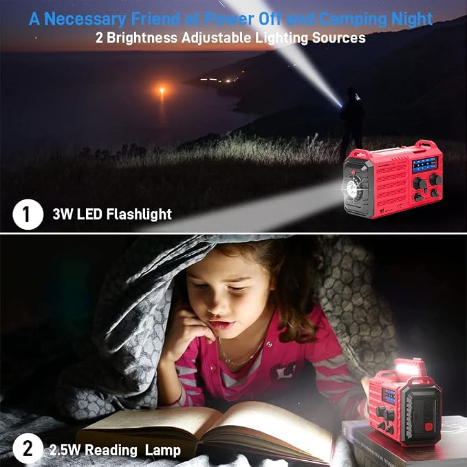 Emergency Weather Radio Solar Hand Crank Battery Operated Portable AM FM - Image 3