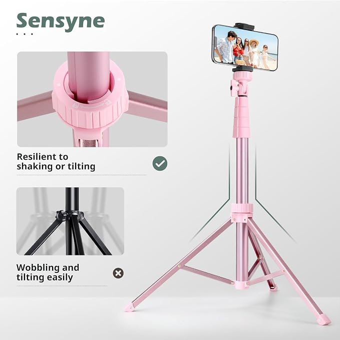 SENSYNE 72" Phone Tripod & Selfie Stick, Extendable Cell Phone Tripod Stand - Image 5