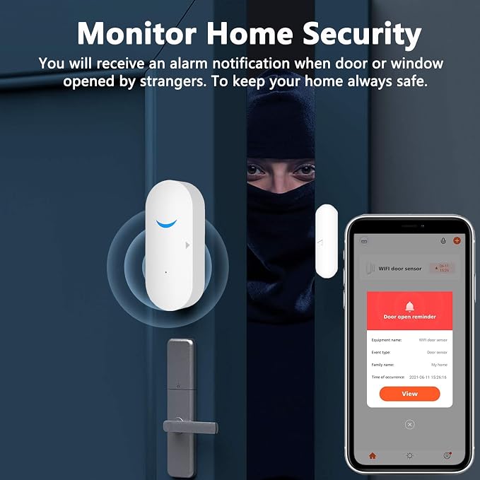 Smart Door Sensor Alarm Wireless, WiFi Door Window Detector - Image 5