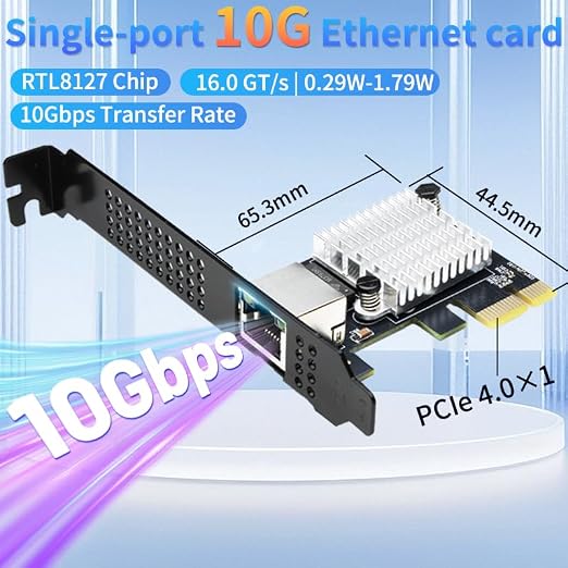 IO CREST Single Port 10 Gigabit Ethernet PCI-e x1 Network Card RTL8127 Chipset - Image 5