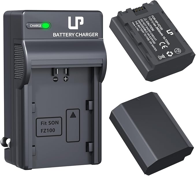 LP NP-FZ100 Battery and Charger, 2600mAh 2-Pack Replacement Battery by LP