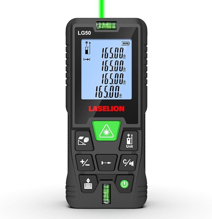 LASELION Laser Measurement Tool, 165ft Green-Beam Laser Measure Device Portable by LASELION