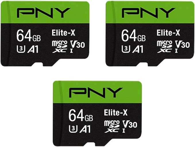 PNY 64GB Elite-X Class 10 U3 V30 microSDXC Flash Memory Card, Class 10 by PNY