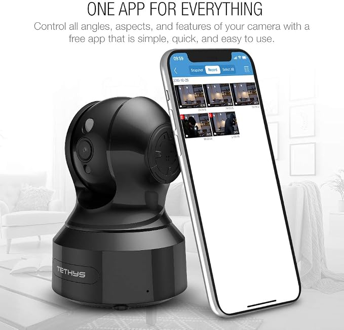 TETHYS Wireless Security Camera 1080P Indoor Pan/Tilt WiFi Smart IP Camera Dome - Image 8