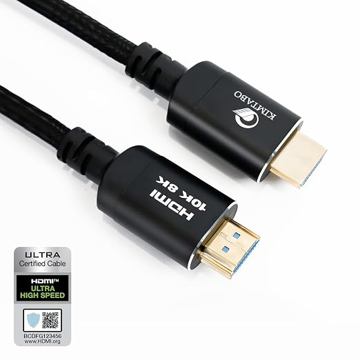 10K 8K 4K Certified HDMI 2.1 Cable, 3 Ft 48Gbps Ultra High Speed HDMI Cable by KIMTABO