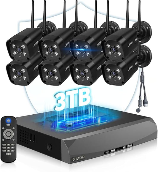 《Dual Antennas & 130° Wide Angle》Wireless Security Camera System Outdoor by OHWOAI