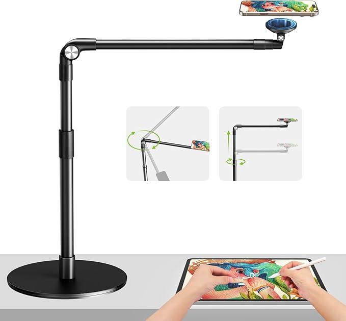 elitehood Magnetic Phone Stand for Overhead Recording, 15 in Long Arm Magsafe by Builtyourelitelive