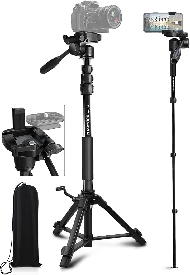 Camera Tripod 69 Inch, Patented 3-Way Swivel Portable Phone Tripod Professional by NIANYISO-Themosttrustworthyoutdooractivitypartner