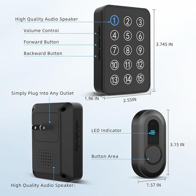 Wireless Emergency Call Button System - 500 Ft Range Caregiver Pager - Image 9