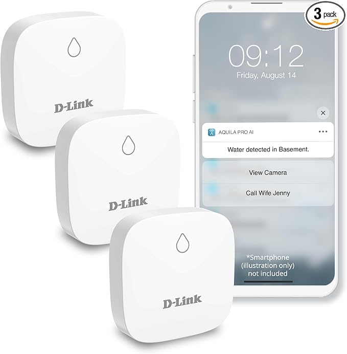 D-Link Add-on Remote Battery-Powered Water Leak Sensing Pod, Long-Range by D-Link