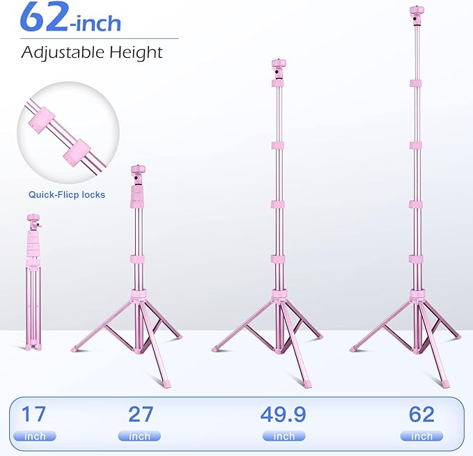Sensyne 62" Phone Tripod & Selfie Stick, Extendable Cell Phone Tripod Stand - Image 4
