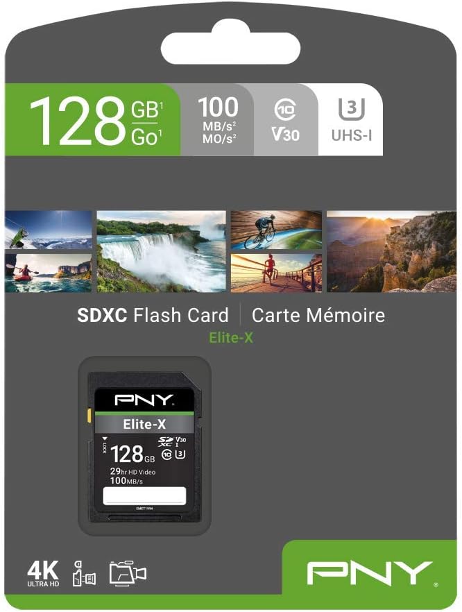 PNY 128GB Elite-X Class 10 U3 V30 SDXC Flash Memory Card - Image 2
