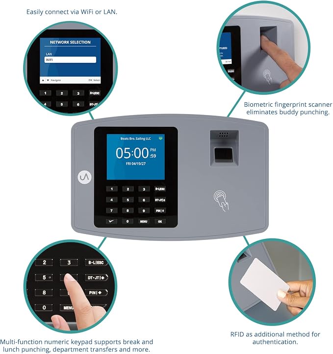 uAttend BN6500 Biometric Fingerprint Time Clock System - Image 3