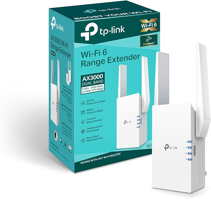 TP-Link AX3000 Dual-Band Wi-Fi 6 Range Extender AP Mode w/Gigabit Port by Amazon+Renewed