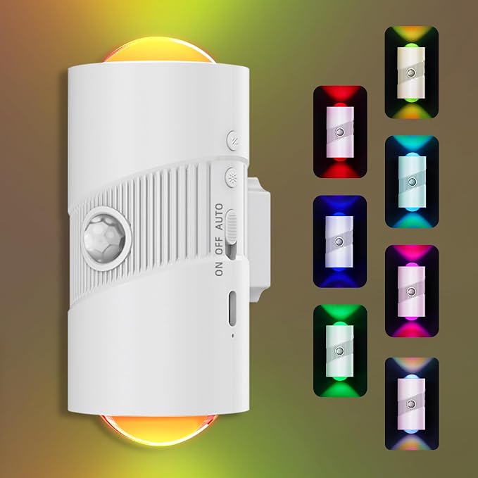 Rechargeable RGB Motion Sensor Night Light, Color Changing LED Night Light by XXMANX
