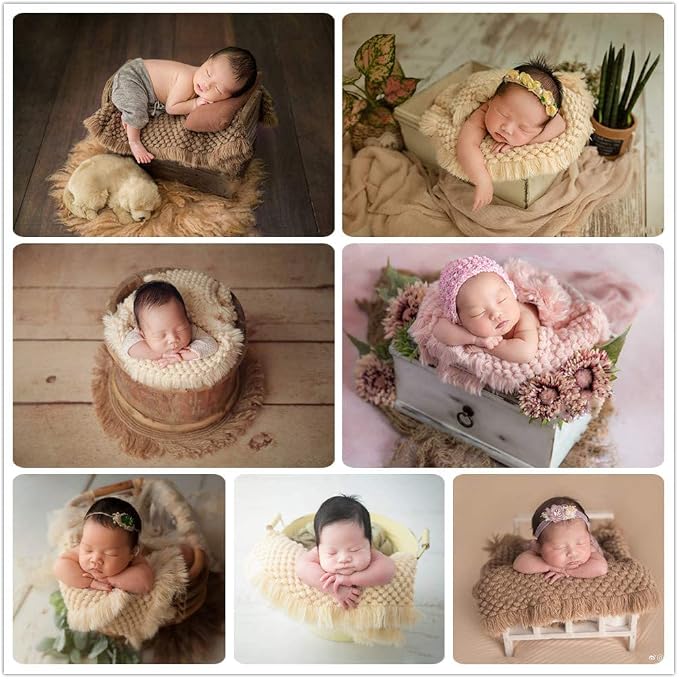Zeroest Baby Photography Props Basket Braid Wool Wrap Newborn Photo Shoot - Image 9