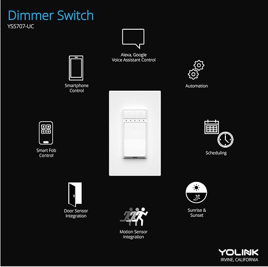 YoLink Smart Dimmer Switch, IFTTT Integration, Neutral Wire & YoLink Hub is - Image 2