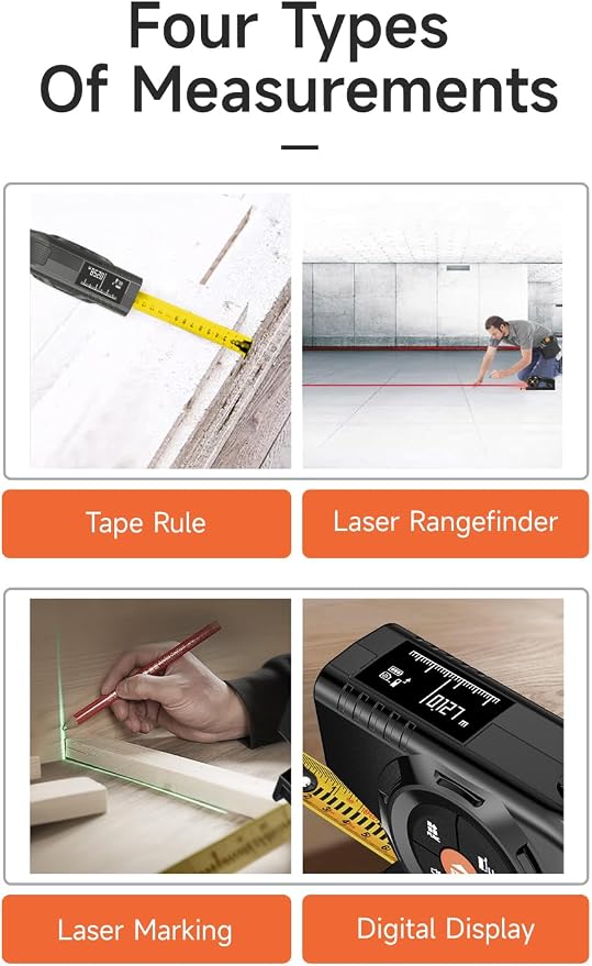 3-in-1 Digital Tape Measure, 196Ft Laser Measurement Tool & Auto Lock Tape - Image 7