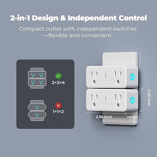 THIRDREALITY Smart Dual Plug 2 Pack, Zigbee 2-in-1 Smart Outlet - Image 3