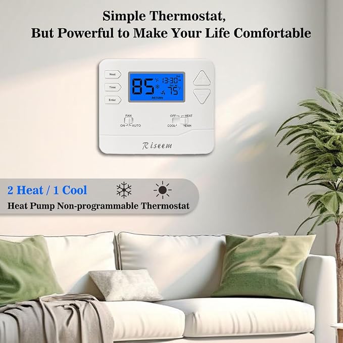 Thermostat for Heat Pump, NonProgrammable Thermostat for House, Conventional - Image 7