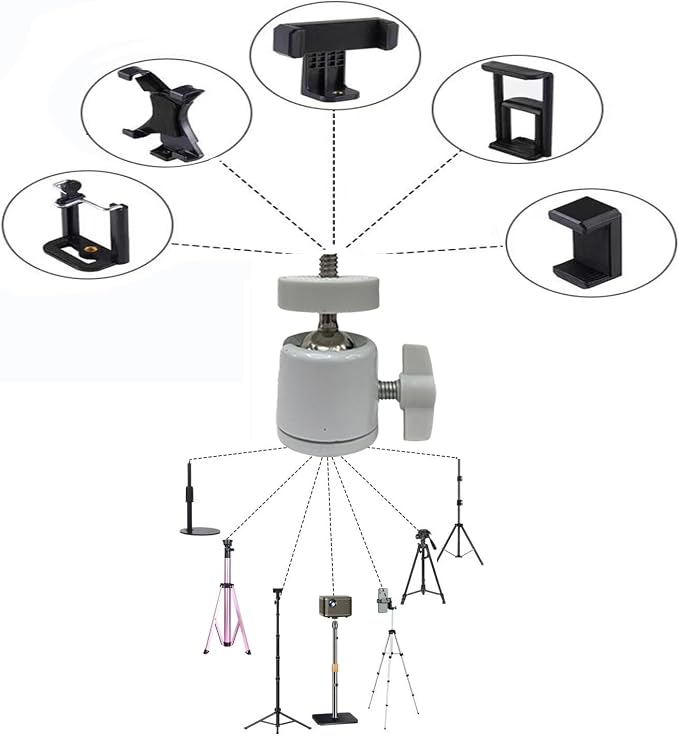Universal 1/4" Swivel Mini Ball Head Tripod Mount 360 Degree Rotating Adapter - Image 2