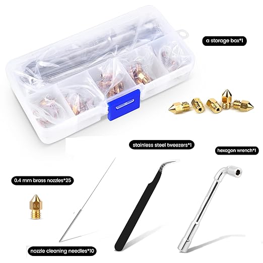 Comgrow 25PCS MK8 Ender 3 V2 Nozzles 0.4MM, 3D Printer Brass Hotend Nozzles - Image 2