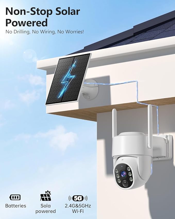 2K Security Camera System, 5GHz&2.4GHz WiFi Solar Wireless Cameras - Image 2