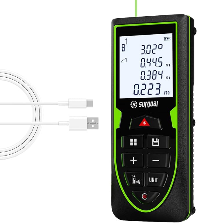Mini Green Laser Distance Meter 262Ft – Rechargeable Digital Measuring Tool by SGSURGOAL
