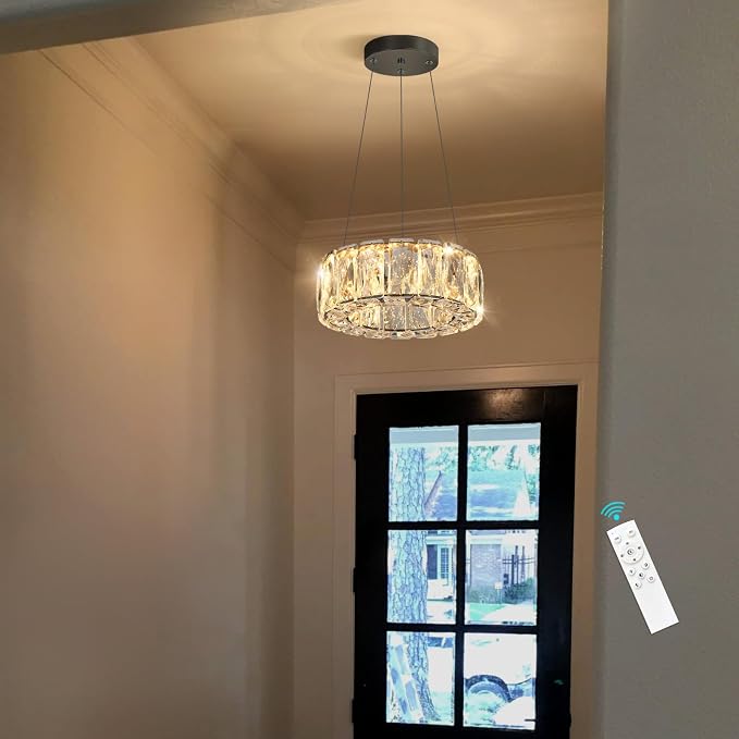 HAIXIANG Modern Crystal Chandelier Dimmable LED 8 Inch Ring Pendant Lights - Image 8