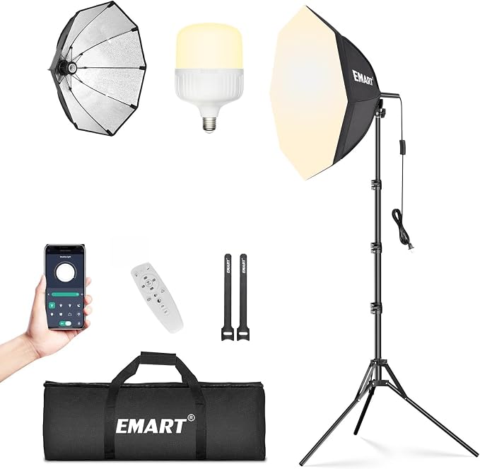 EMART Softbox Photography Lighting Kit, 50W 3000K-6000K LED Bulb, Professional by EMART