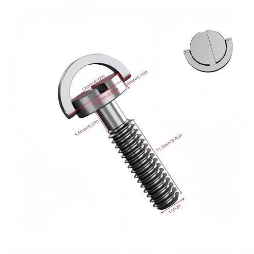 4 Pack Stainless Steel D-Ring 1/4-20 Tripod Screw Adapter, Camera Fixing Screws - Image 2