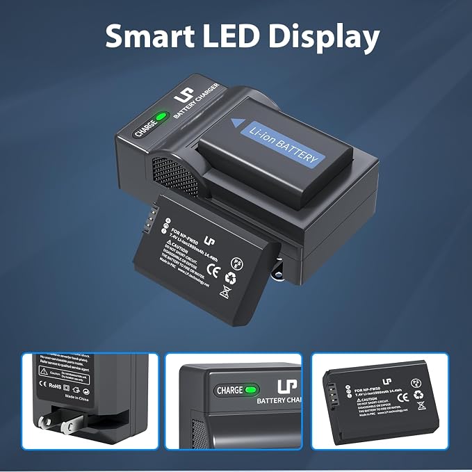 LP NP-FW50 Battery Charger Pack, 1950mAh 2-Pack Battery Compatible - Image 6