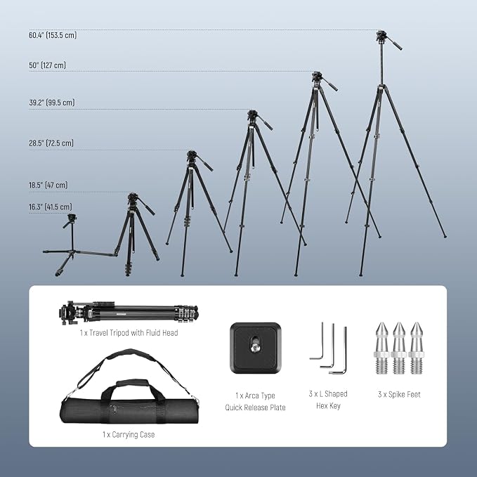 NEEWER 60.4" Travel Tripod Carbon Fiber - Image 7